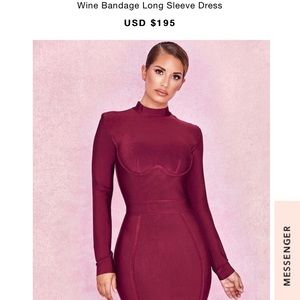 Wine bandage long sleeve dress